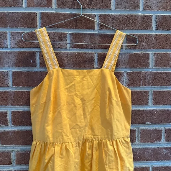 J. Crew Embroidered Scalloped Tiered Midi Dress 0 Marigold - Picture 9 of 14